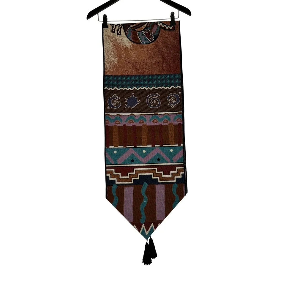 Southwestern‎ Kokopelli Dancer Woven Table Runner Tribal Geometric Tassel 13x72